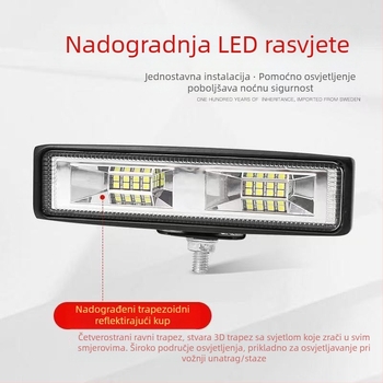Automobilska LED traka svjetla za retrovizor, dnevno svjetlo, svjetlo za maglu i prednji branik/grill – aluminij, 18W, 12-80V, model 001, univerzalna kompatibilnost