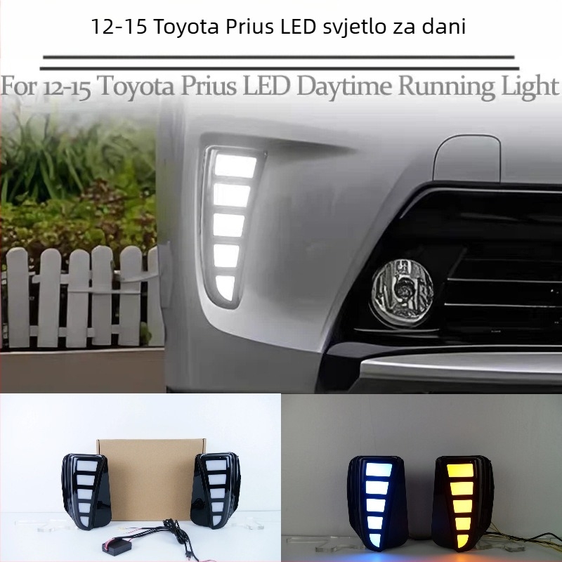 LED set prednjih svjetala za maglu i dnevna svjetla Toyota Prius 2013–2015 — Materijal: ABS + LED diode, Izvor svjetla: LED, Radni vijek: 5–10 godina, Prilagodba: Da