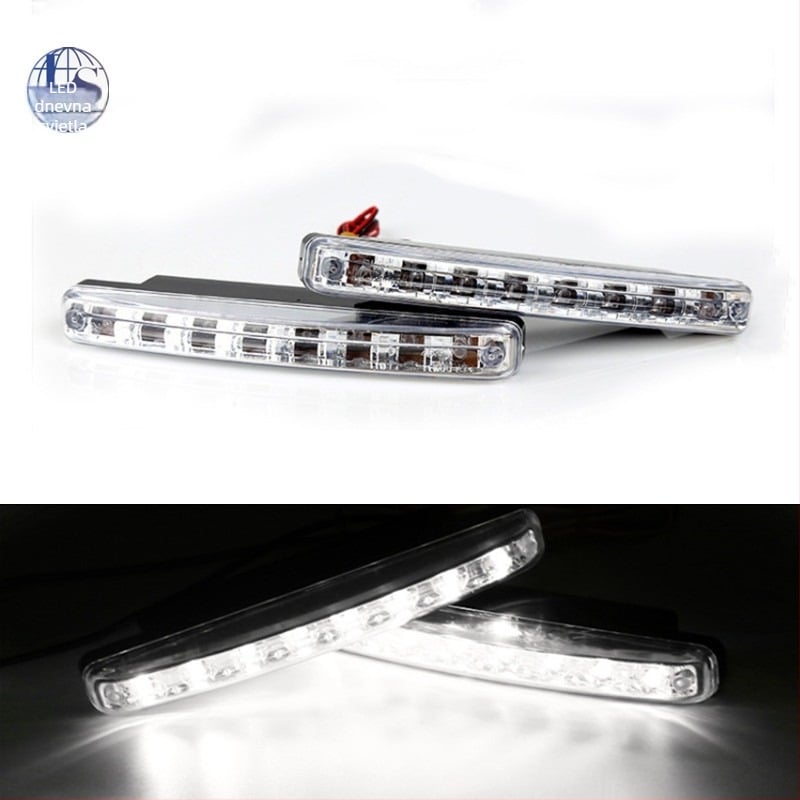 Automobilske LED dnevne svjetlosti, 8LED gril svjetla, univerzalne dekorativne svjetiljke, 12V, ABS kućište, 800 lm, 2W