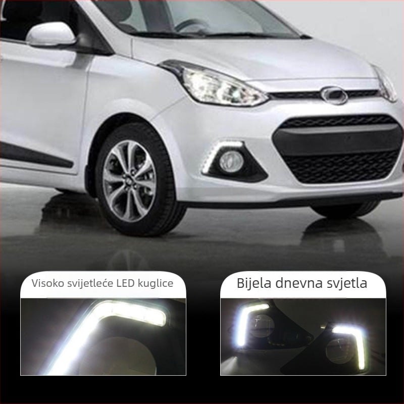 Dnevna svjetla za Hyundai i10 2013-2014 s prednjim okvirom za maglu – ABS+LED, 12V, 2A, 8W, IP67