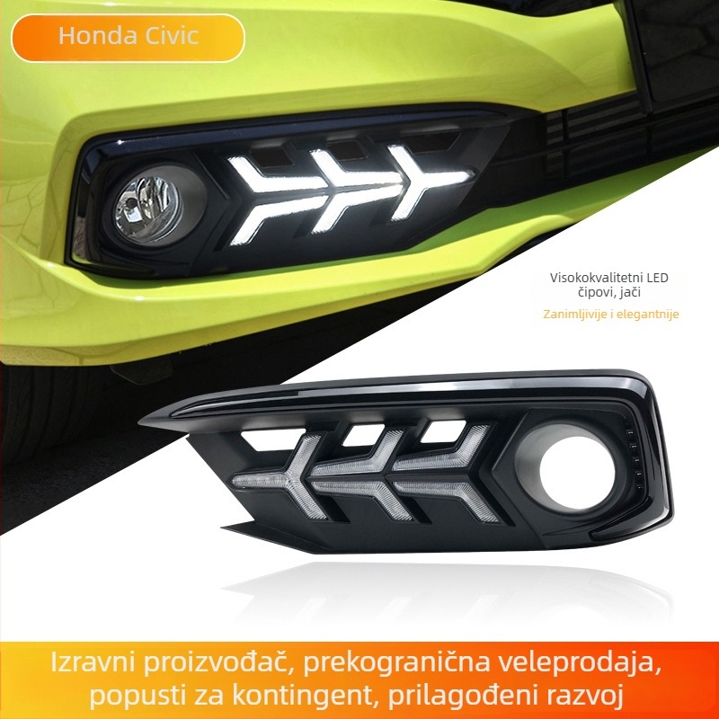 LED dnevna svjetla za Honda Civic 2019-2021 – 12V, LED izvor, kućište ABS + PC-ABS, 900 lm, vijek trajanja 10000 h