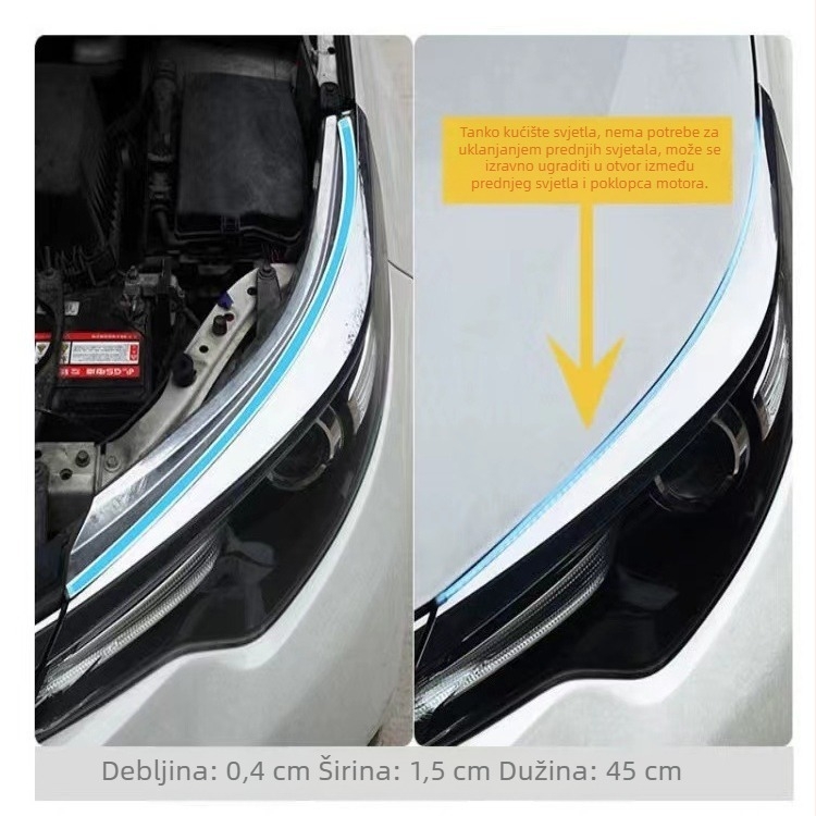 Ultratanak LED dnevna svjetla za automobil s dvobojnim učinkom tekuće vode, pokazivač smjera, dekorativna svjetlosna traka sa silikonskim vodičem svjetla