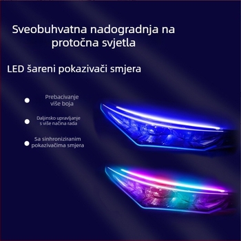 Ultra-tanke LED dnevne svjetiljke za automobil, upravljanje putem aplikacije, dinamičan vodič svjetla s promjenom boje i pokazivač smjera
