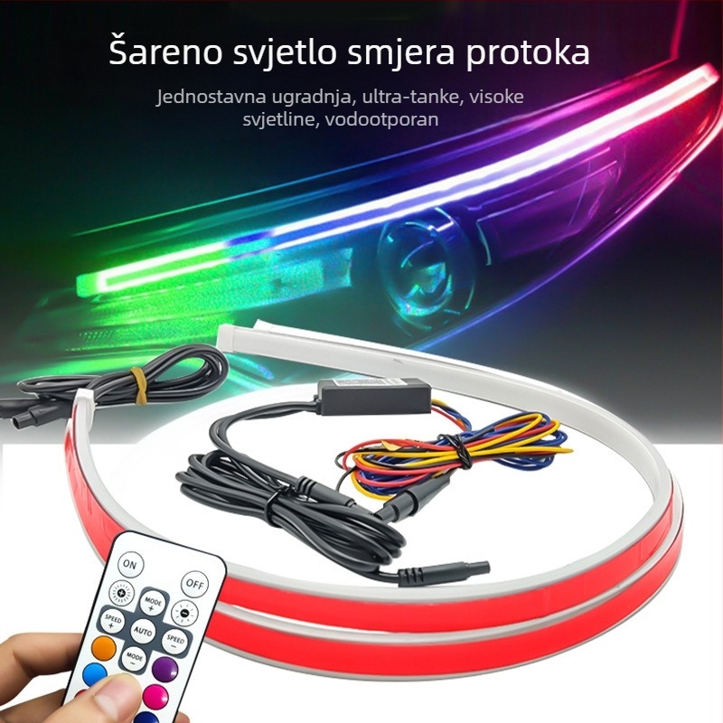Ultra-tanke LED dnevne svjetiljke za automobil, upravljanje putem aplikacije, dinamičan vodič svjetla s promjenom boje i pokazivač smjera