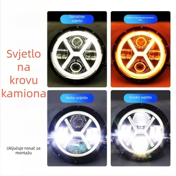 LED X-Type reflektor s anđelinim okom za DRL, visok/niži snop, svjetlo sirene — 60W, 12–24V, IP67, 5000lm