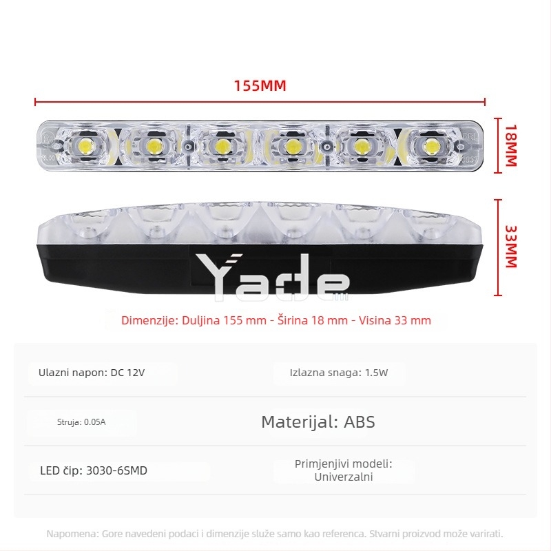Harpunskog oblika 6‑LED dnevna svjetla za auto, vodootporna DRL, dekorativno osvjetljenje rešetke