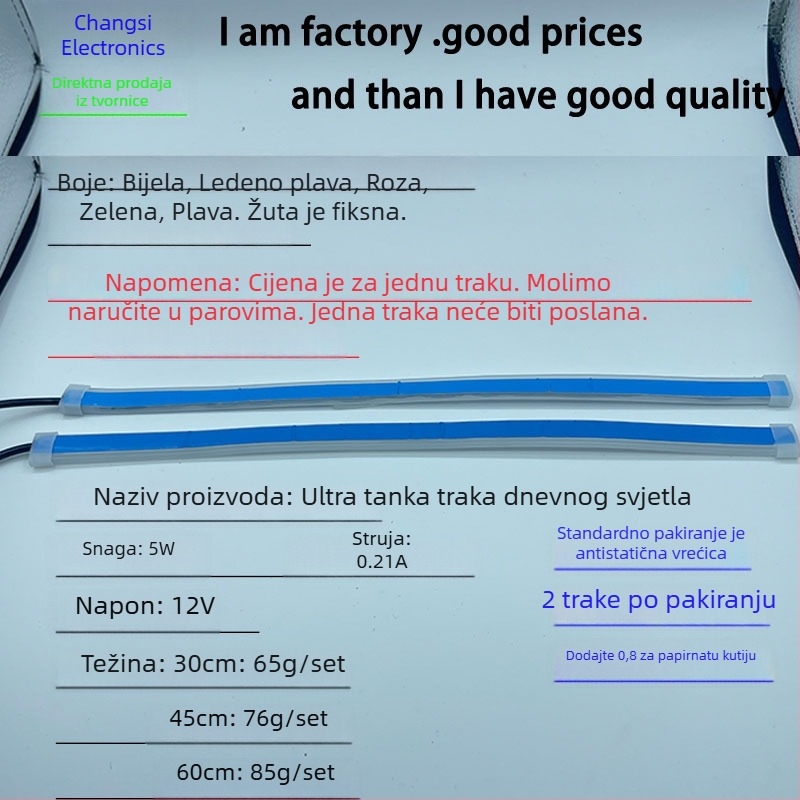 Ultra-tanka LED traka dnevnih svjetala sa sekvencijskim pokazivačima, univerzalna kompatibilnost