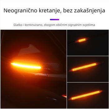 LED trak za stražnje ogledalo automobila s tekućim svjetlosnim učinkom, dinamički pokazivač i dnevno svjetlo, aluminijski substrat, 12V, 5W, 0.2A, Model Mk-698366