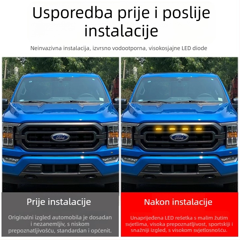 Ford F-150 prednja rešetka dnevna svjetla s malom žutom LED diodom