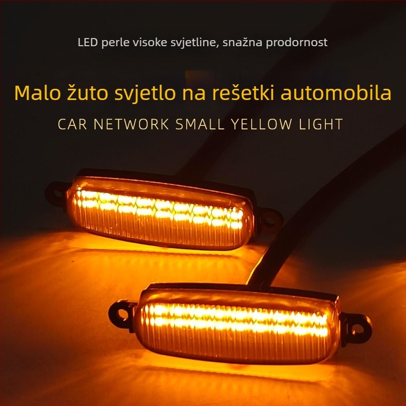 18-LED svjetlo za prednju rešetku automobila, tamna crna završnica, off-road LED pomoćno svjetlo za maglu sa žutim indikatorom