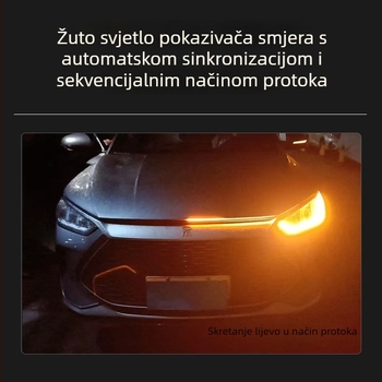 LED dekorativna lampica za poklop automobila sa silikonskim dvobojnim omotačem, dnevno svjetlo i sekvencijski pokazivač smjera