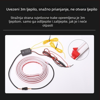LED dekorativna lampica za poklop automobila sa silikonskim dvobojnim omotačem, dnevno svjetlo i sekvencijski pokazivač smjera