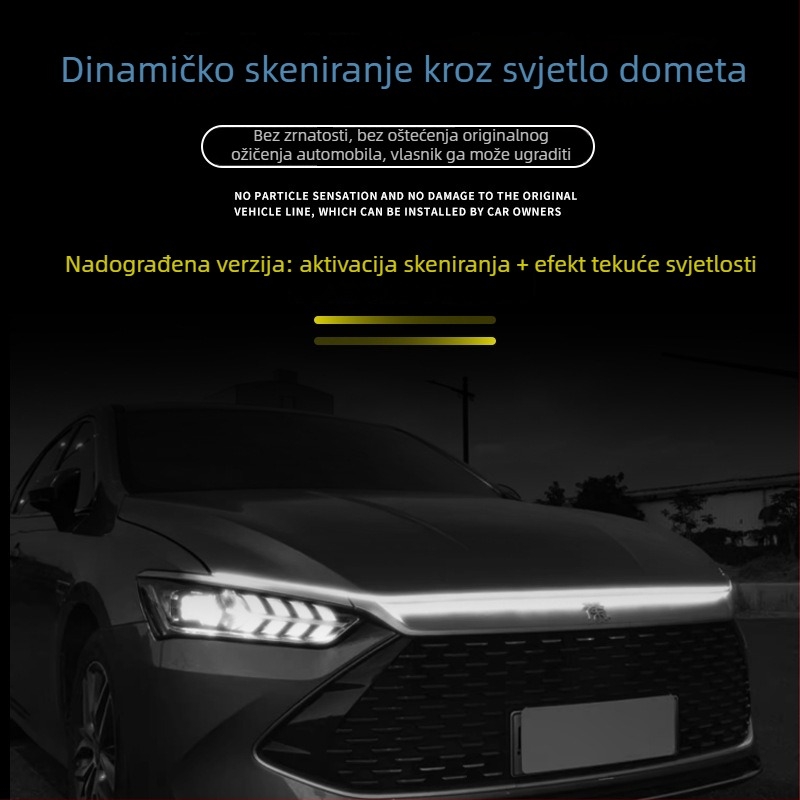 LED dekorativna lampica za poklop automobila sa silikonskim dvobojnim omotačem, dnevno svjetlo i sekvencijski pokazivač smjera