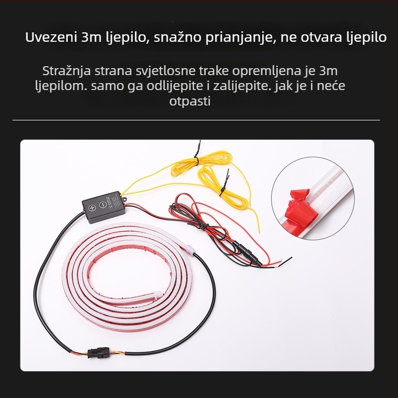 LED dekorativna lampica za poklop automobila sa silikonskim dvobojnim omotačem, dnevno svjetlo i sekvencijski pokazivač smjera