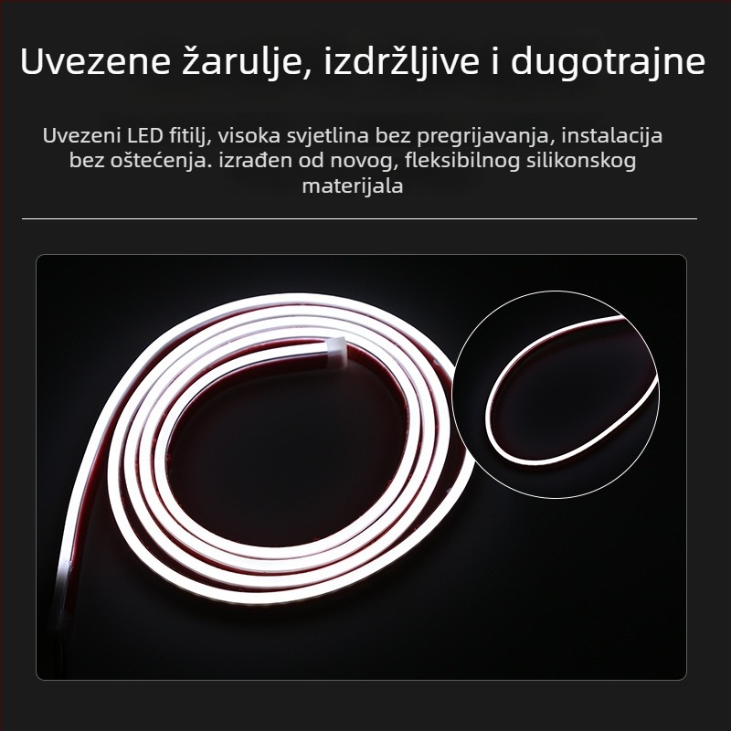 LED dekorativna lampica za poklop automobila sa silikonskim dvobojnim omotačem, dnevno svjetlo i sekvencijski pokazivač smjera