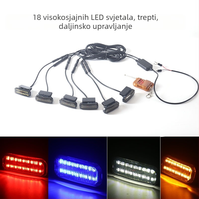 Univerzalna LED svjetiljka za rešetku s klipsama, 12V, za terenska vozila i pickupove (18 LED)