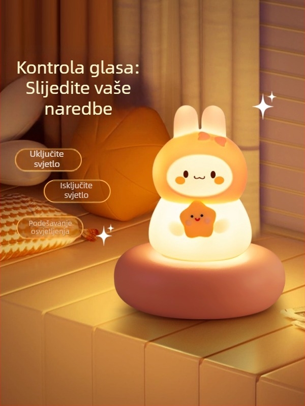 Glasovno aktivno noćno svjetlo za spavaću sobu i hranjenje bebe, svjetlo za zaštitu očiju, karikaturni dizajn lampe, Model 985 (Materijal: svila cvijeta • Zaštita očiju • Crtani dizajn)