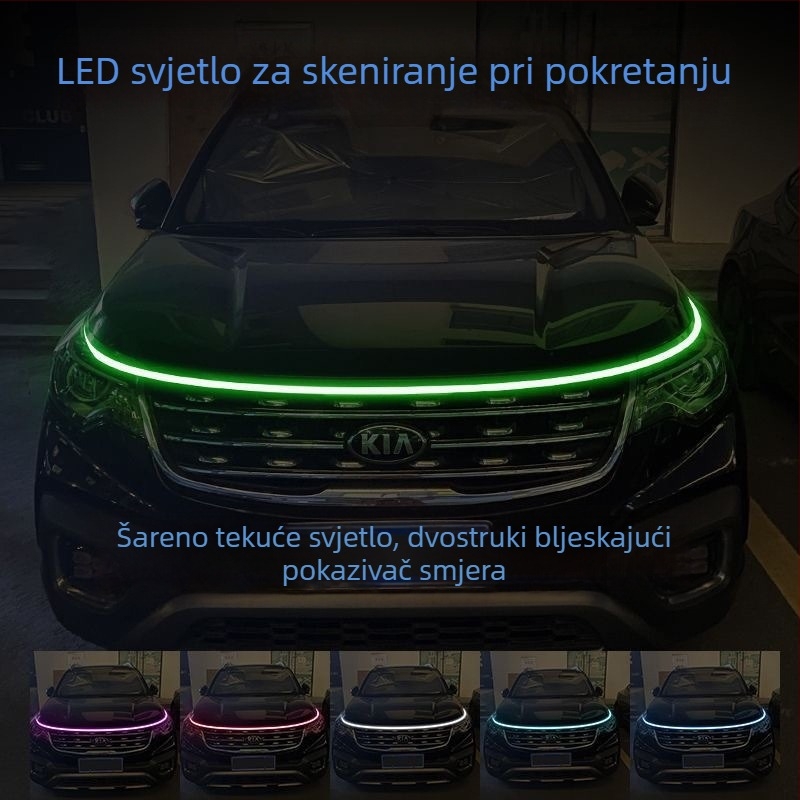 LED svjetlo za haubu automobila s tekućom svjetlosnom trakom u središnjoj rešetki