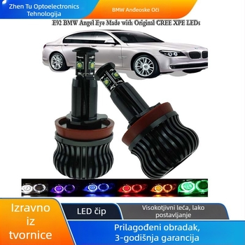 BMW E92 20W LED Angel Eye svjetlo, 12-24V, IP68, avionski aluminij, model HXBMW-E9204, trajanje 30000h, kompatibilno s BMW modelima