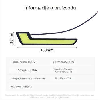 Automobilska LED dnevna svjetla, oblik L, COB, vodootporna, univerzalno dekorativno svjetlo za maglu