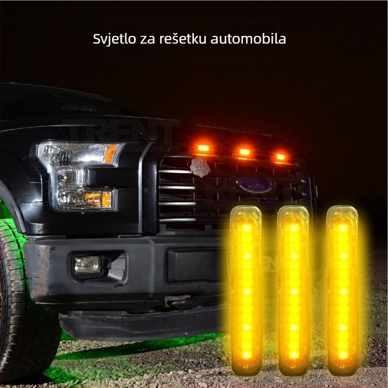 IP67 vodootporne DRL dnevne svjetiljke za srednju rešetku F-150 pickup, jantarne i bijele LED, ultra jasne