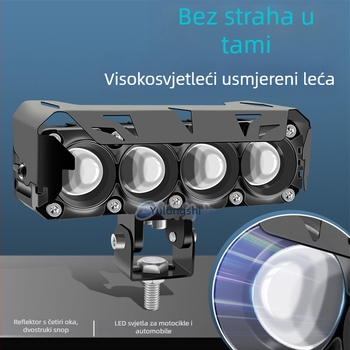 Motociklističko LED prednje svjetlo s dvobojnim LED-om, četiri oka visok/niži snop, vodootporno, 12-80V DC, 30-45W, 3000-4500 lm (model 3570)
