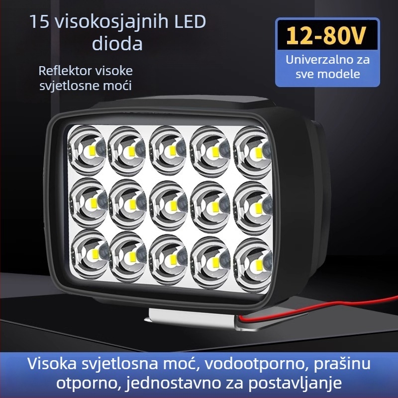 12V LED prednje svjetlo za električna vozila: ABS+akrilna leća, LED zrnca