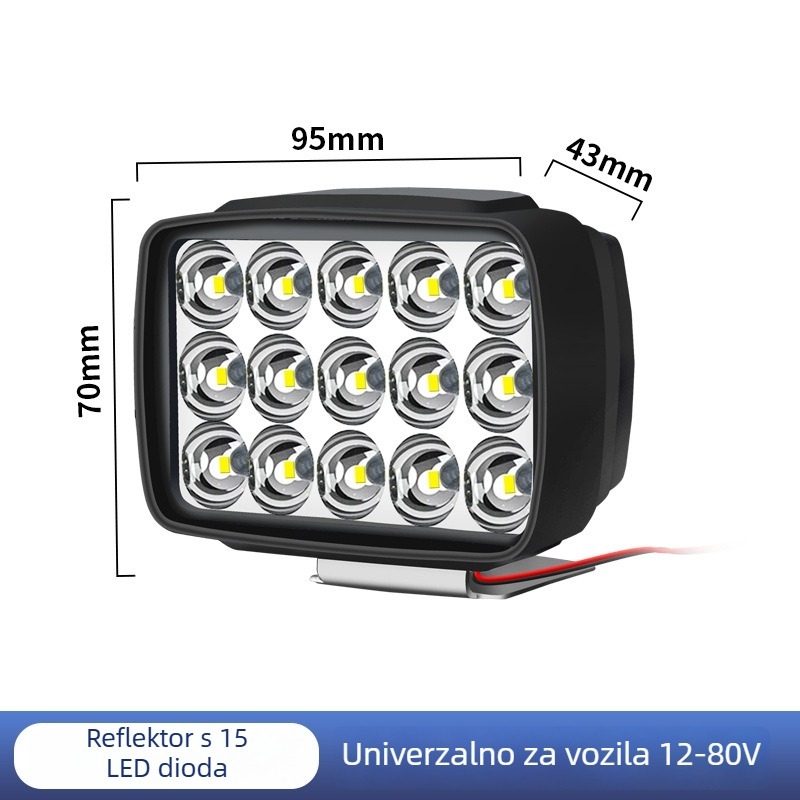 12V LED prednje svjetlo za električna vozila: ABS+akrilna leća, LED zrnca