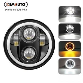 LED far Wrangler 5,75 inča, s 4 LED diodama i prstenom Angel Eye, žuto-bijele boje