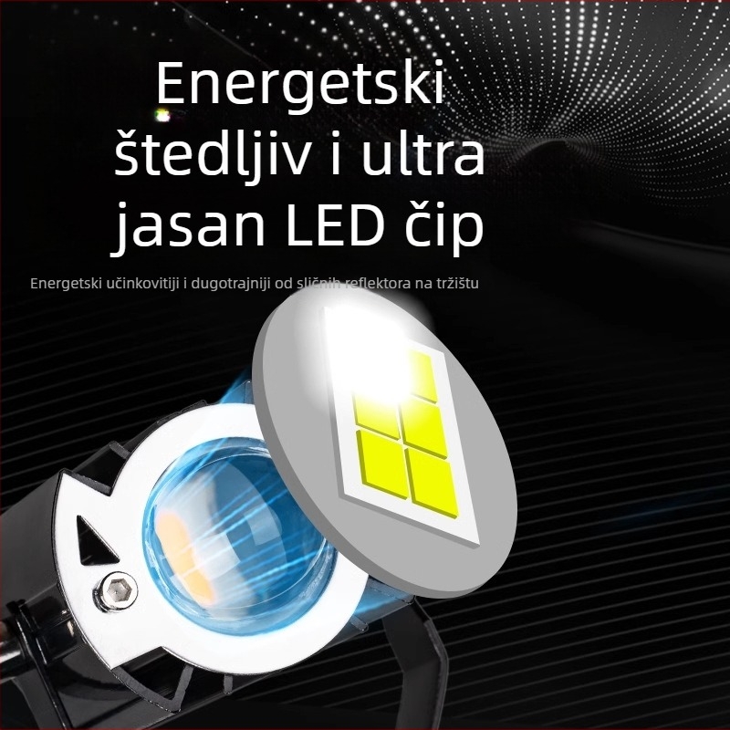 LED motociklistička prednja svjetiljka – vodootporan kvadratni kućište, LED izvor, 28W, 3800 lumena, IP67, ulazno napajanje 12–85V