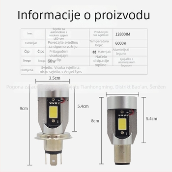 LED prednja svjetla za motocikl s Angel Eyes HS1 H4 BA20D, COB, 20W, 12-80V, 2000LM