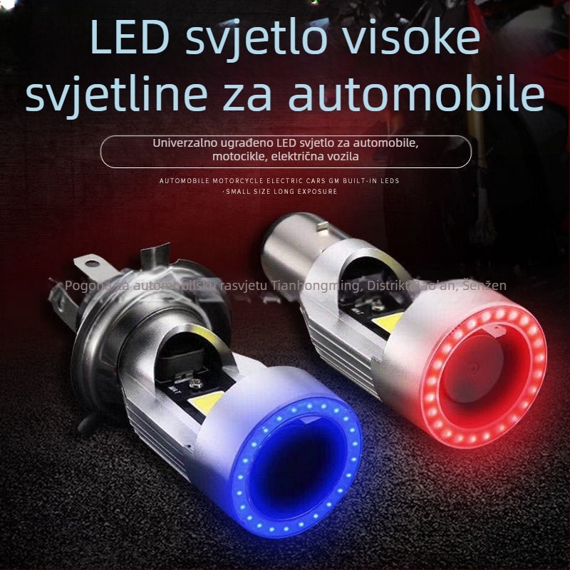 LED prednja svjetla za motocikl s Angel Eyes HS1 H4 BA20D, COB, 20W, 12-80V, 2000LM