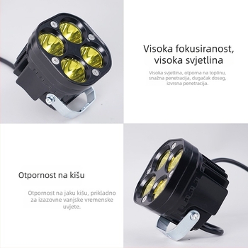 Four-Leaf Clover LED far motociklima i električnim vozilima, 18W, 12-80V, aluminijski substrat