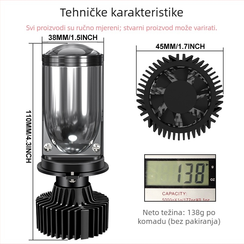 Y9 auto LED glavna svjetla, 55W, 9–36V, 8000 lm, IP67, kućište od aluminijske legure