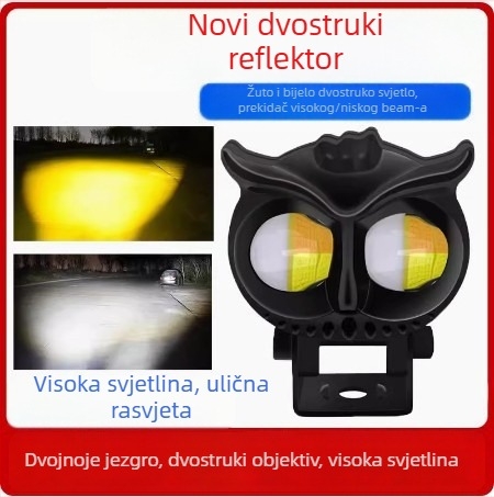 LED far za motocikl s motivom sove, leća, 12V, 10W, LED 5064
