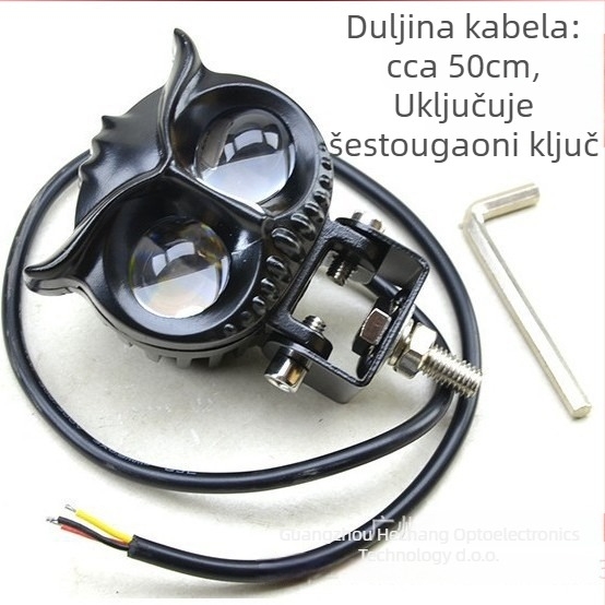 LED far za motocikl s motivom sove, leća, 12V, 10W, LED 5064
