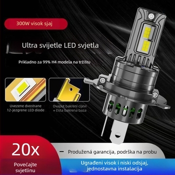 Motocikl LED prednja svjetla s integriranim visokim i niskim snopom, 300W, kompatibilan s H4