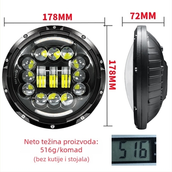LED off-road svjetlo za motocikl s H4 lećom, 15 LED, 9-36V, aluminijsko kućište, 6000LM
