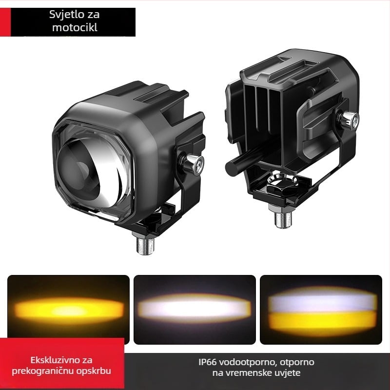 LED far za motocikl s okruglom lećom - vodootporan IP67, 12-80V, 1.3A, LED izvor, model M1