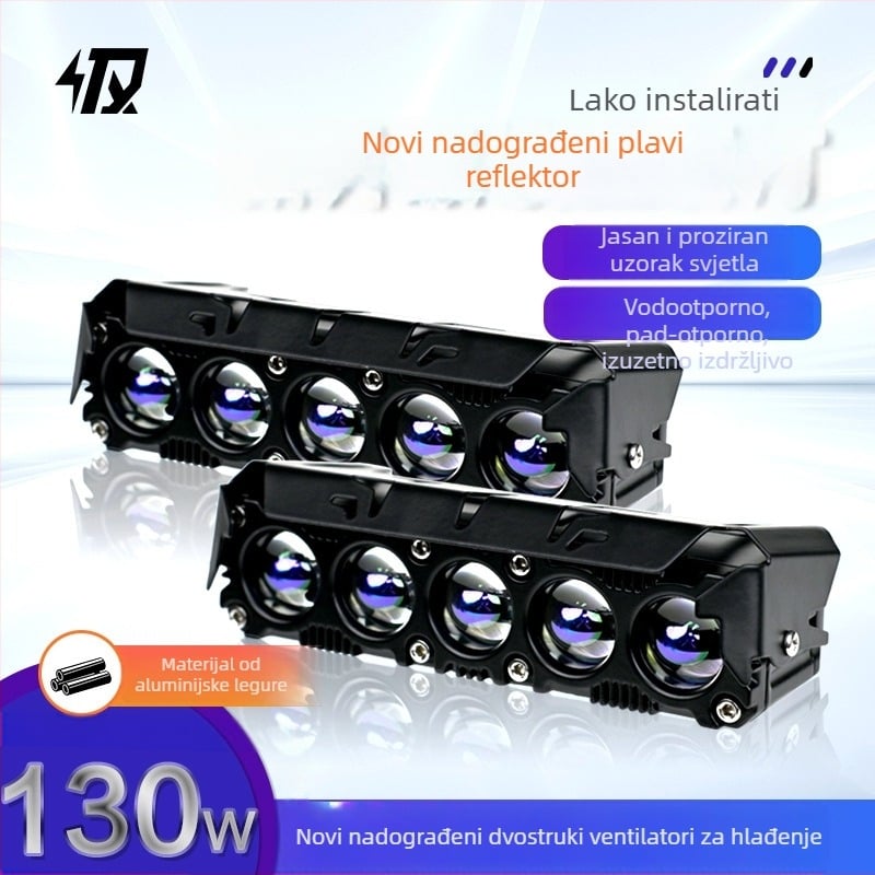 Vanjski pet LED reflektor za motocikl za prednju rešetku (IP67, 14000 lm, 12-80 V, 140 W)