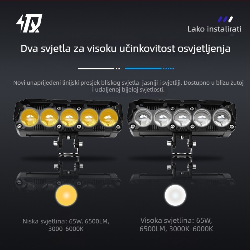 Vanjski pet LED reflektor za motocikl za prednju rešetku (IP67, 14000 lm, 12-80 V, 140 W)