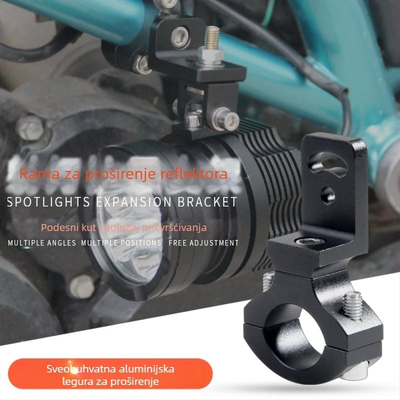 Bosmaa TG82 aluminijski držač LED svjetla za motocikle, univerzalni držač za bicikle, električne bicikle i motocikle, promjer cijevi 20–26 mm, montaža i podešavanje svjetla