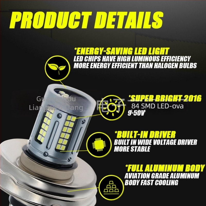Motociklističko LED prednje svjetlo s kompatibilnošću H4/P45T (P43T), 84SMD, 42W, 9-50V, 1200LM