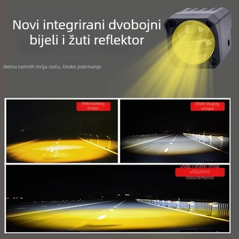 Vanjski LED reflektor za motocikl, vodootporan, dvobojna boja svjetla – daljni i bliski snop, širok raspon napona