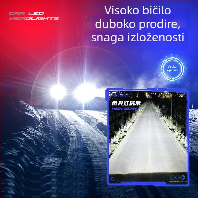 T9 LED prednje svjetlo s lećom, integrirani H4 visok/niži snop — 70W, 12V, 6000LM, IP68