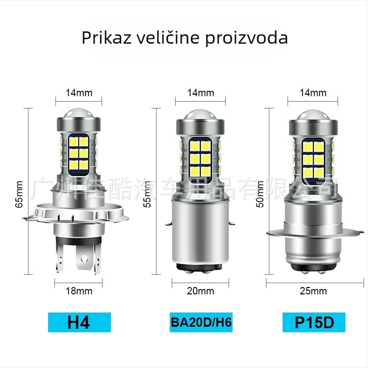 LED motociklističko prednje svjetlo kompatibilno s H4/H6 BA20D/P15D, 12-80V, 10W, 850 lm, IP65, LED 3030