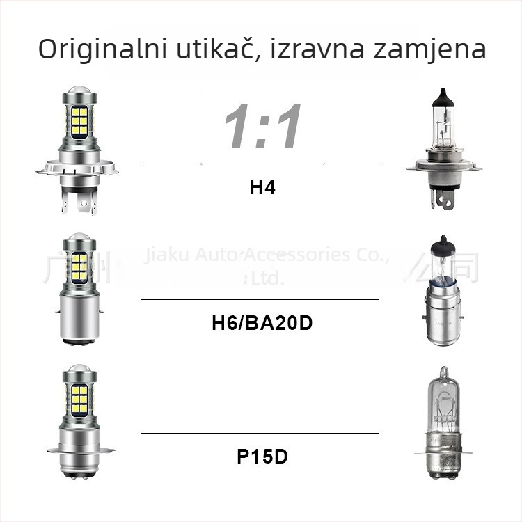 LED motociklističko prednje svjetlo kompatibilno s H4/H6 BA20D/P15D, 12-80V, 10W, 850 lm, IP65, LED 3030