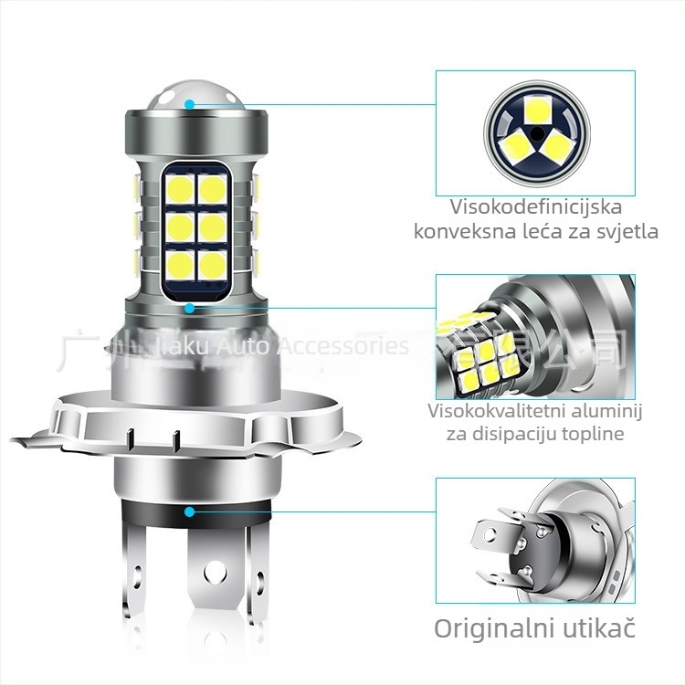 LED motociklističko prednje svjetlo kompatibilno s H4/H6 BA20D/P15D, 12-80V, 10W, 850 lm, IP65, LED 3030