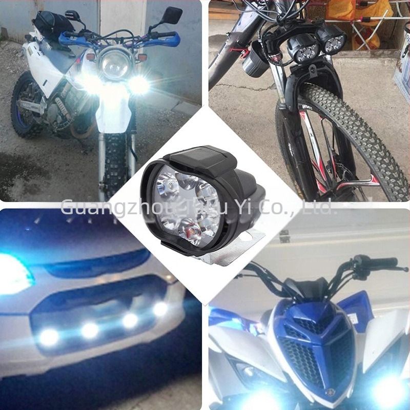 LED reflektor za motocikl — 6 LED vanjski prednji svjetlosni sklop s lećom, 12V, 18W, 800LM, IP65, materijal: plast + metalni nosač, model 005