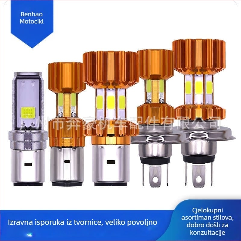 LED glavni svjetlosni sklop za električni motocikl, H4 visok/niži snop, 18W izvor svjetla, aluminijska legura, pričvršćivanje dvostrukim ili trostrukim kopčama, model M-001